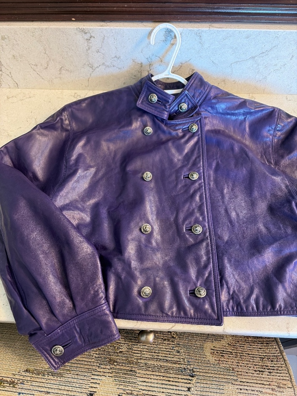 Vintage Gloria Sachs Purple Leather Moto Jacket